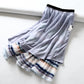 Neuer Großhandels-Regenbogenstreifen-Mesh-Plissee-Halbrock mit hoher Taille für Damen 3721