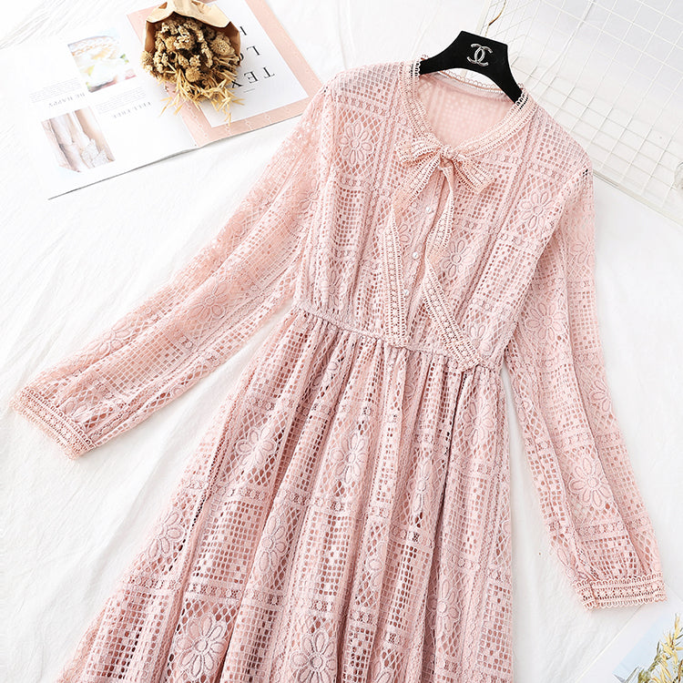 Bow gentle wind lace dress  3798