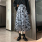New skirt, flocking flower embroidered mesh gauze skirt  3697