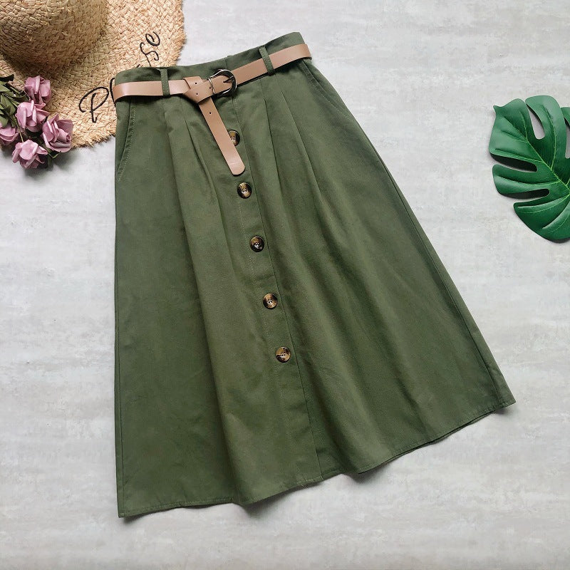 forest high waist A-line skirt, complimentary belt  3681