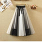 patchwork belt large drape feeling gauze skirt  3684