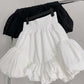 Splicing bubble flower bud cloud skirt, spring skirt, high waist A-line skirt  3666