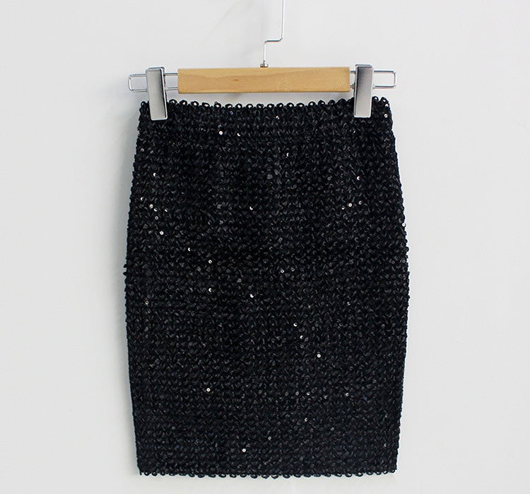 Spring and summer, blingbling sequins, elastic and versatile, slim and buttock skirt  3682