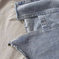 Irregular split edge light colored denim skirt, summer chic, hip wrap A-line skirt  3665