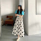 Polka dot skirt, summer, new style, printed midi A-line skirt  3654