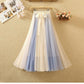 patchwork belt large drape feeling gauze skirt  3684