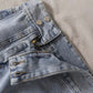 Irregular split edge light colored denim skirt, summer chic, hip wrap A-line skirt  3665