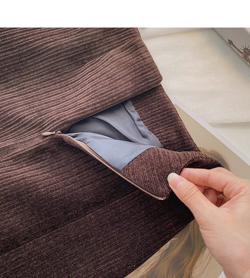 Versatile fashion high waist corduroy short skirt for waist bag  5429
