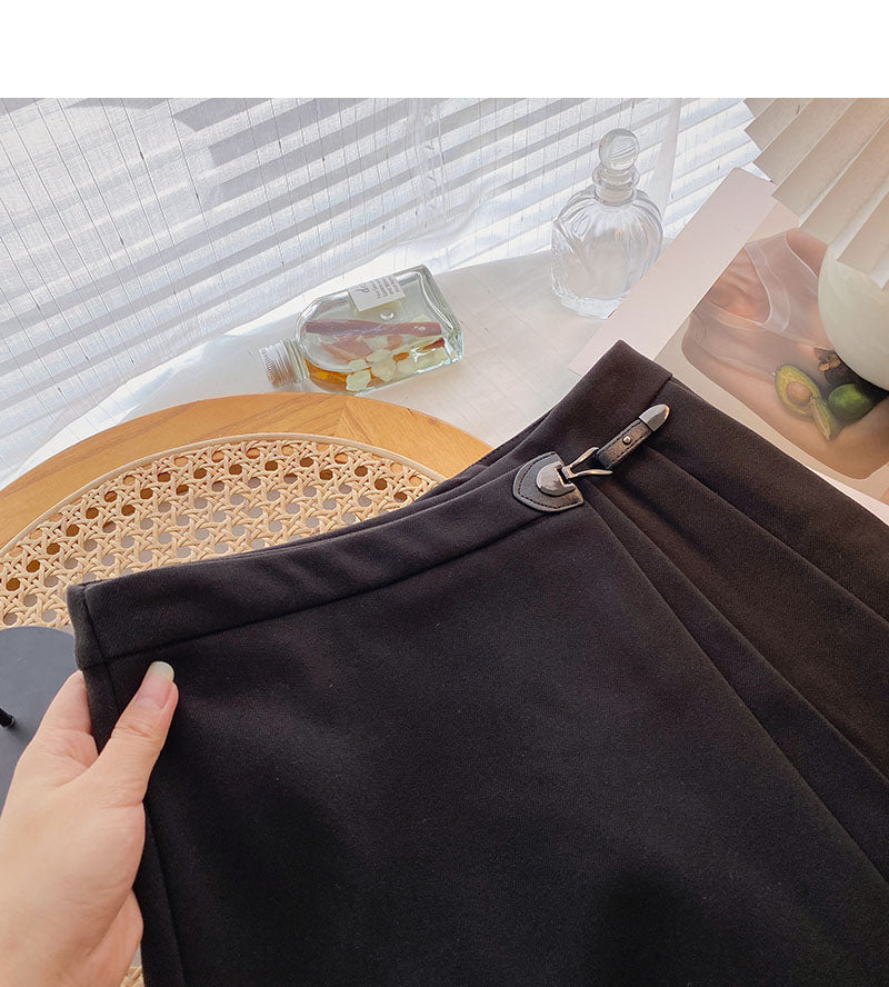 Design sense niche personality slim high waist A-line skirt  5434