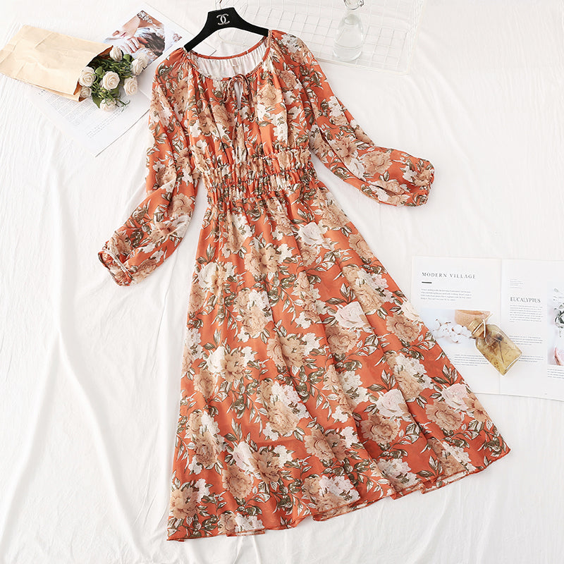 New dress French Vintage Print Dress  4028