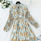 The new female Floral Chiffon dress is slim at the waist  4545