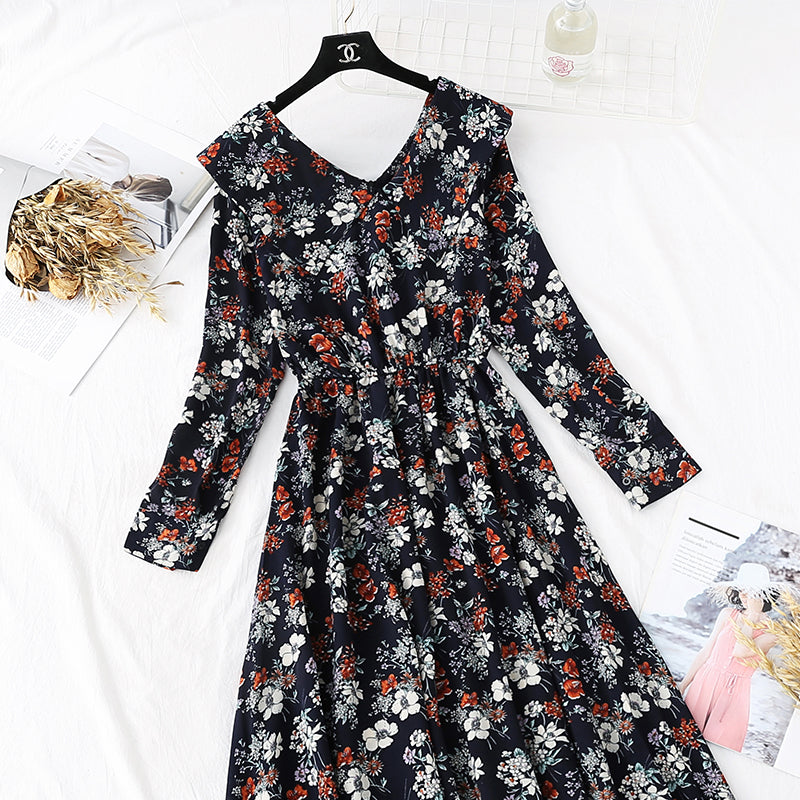 Französisches Retro-Super-Fee-Spitzen-Patchwork-Blumenkleid 4002