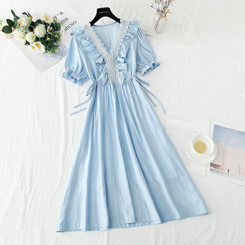 Cotton linen dress French gentle style  4230