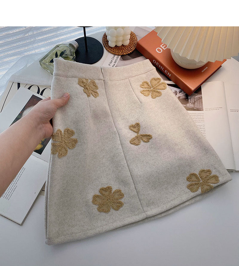 Jupe rétro en jacquard floqué, jupe trapèze slim taille haute 5459