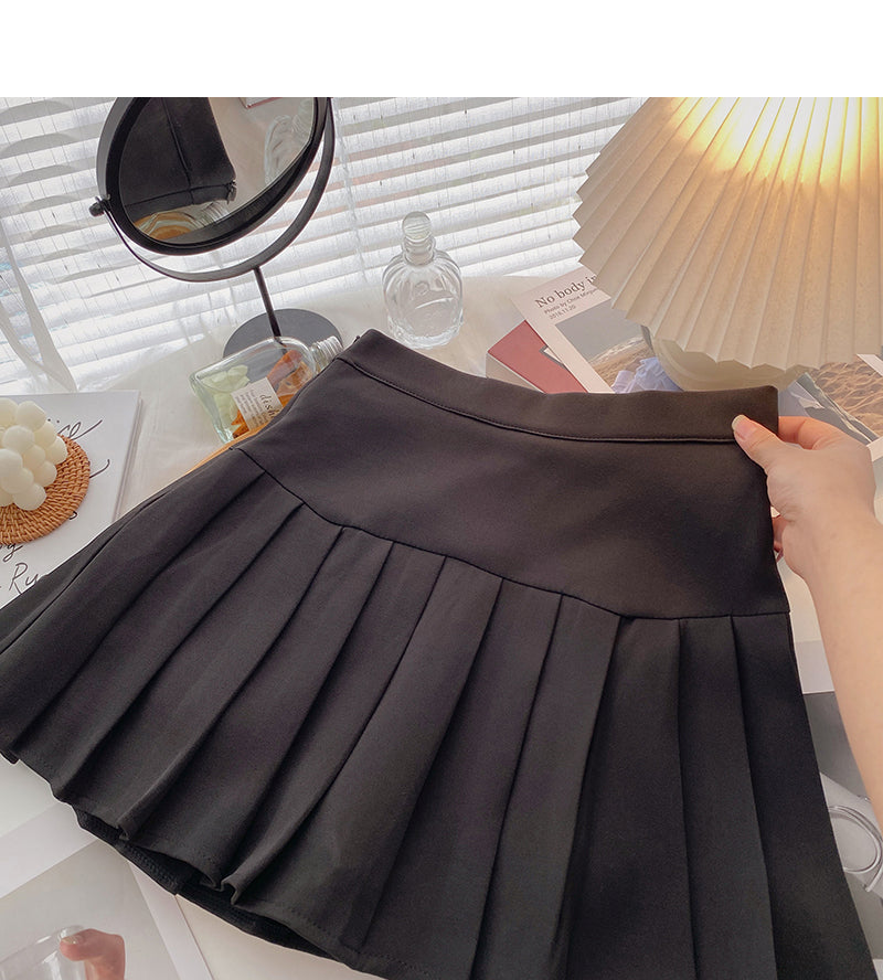 New Korean version of foreign style age reduced high waist pleated skirt  5439
