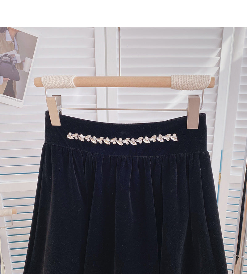New Korean version small fragrance temperament A-shaped umbrella skirt  5396