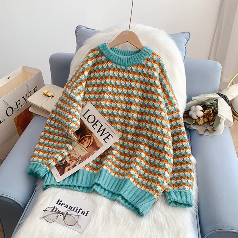 Lazy wind coarse wool sweater outer coat  5098