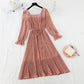 New slim square neck French Chiffon Skirt  3859