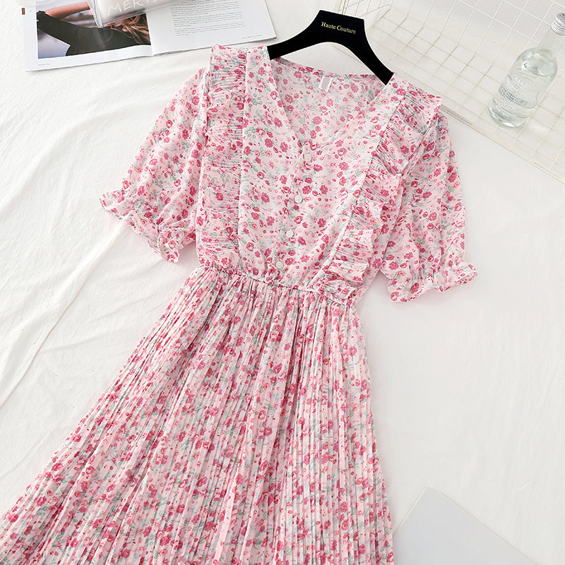 The new waist is slim. Chiffon skirt French gentle wind Fairy Dress  4632