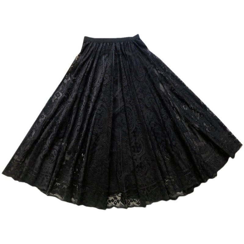 drape feeling show thin big skirt arranged A-line skirt  3694