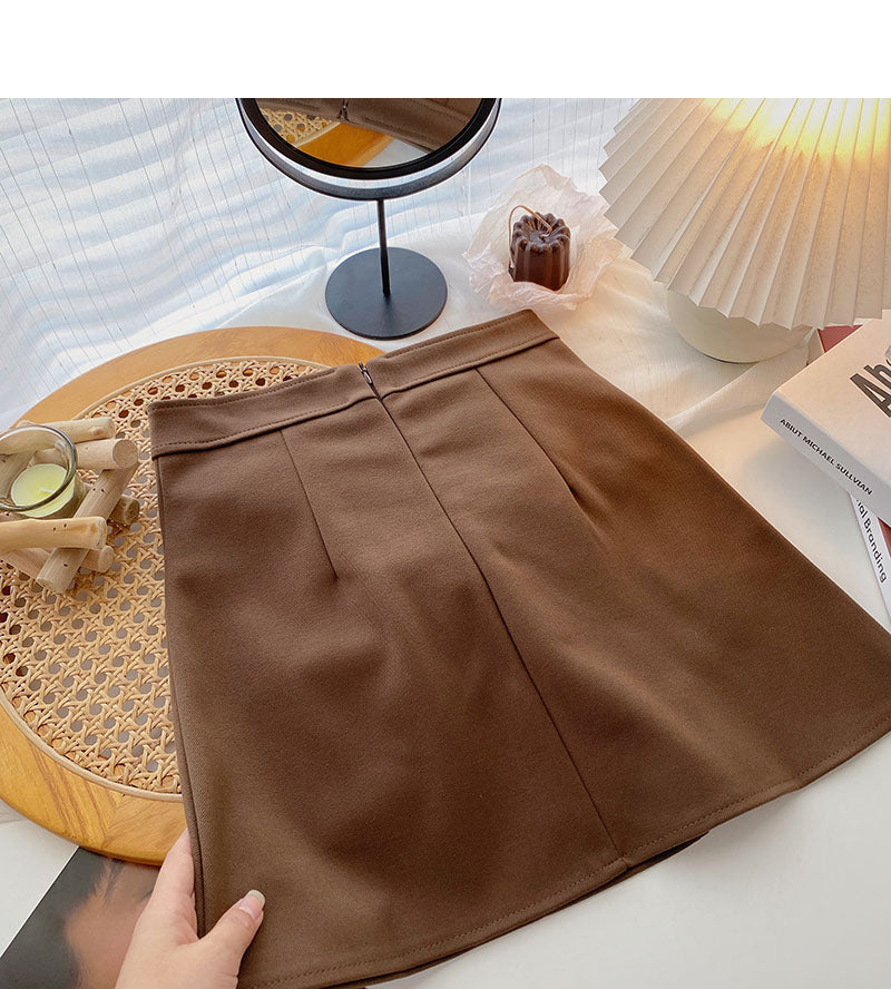 Design sense fashion thin and small split A-line skirt  5545