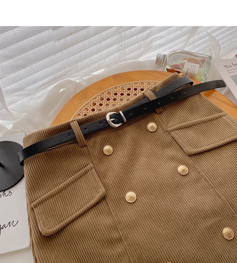 High waist wrap buttock double breasted design, slim retro skirt  5496