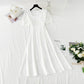 New French bubble sleeve small skirt square neck Fairy Dress  4867