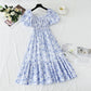 French retro dress with bubble sleeves and slim waist  4270