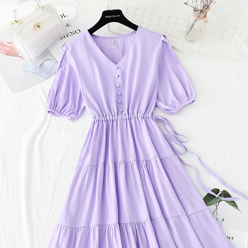 Lace up waist to show thin temperament French minority Retro  4177