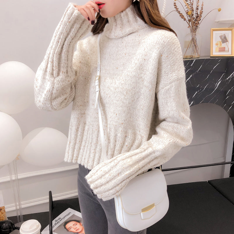 Retro High Neck Japanese sweater for women to wear Hong Kong Style  4912