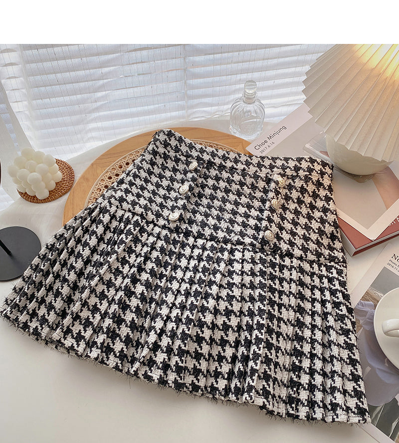 High waist A-line skirt fashion thousand bird pleated skirt  5295