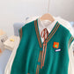 Strickweste im College-Stil, Damen-Cardigan 5171