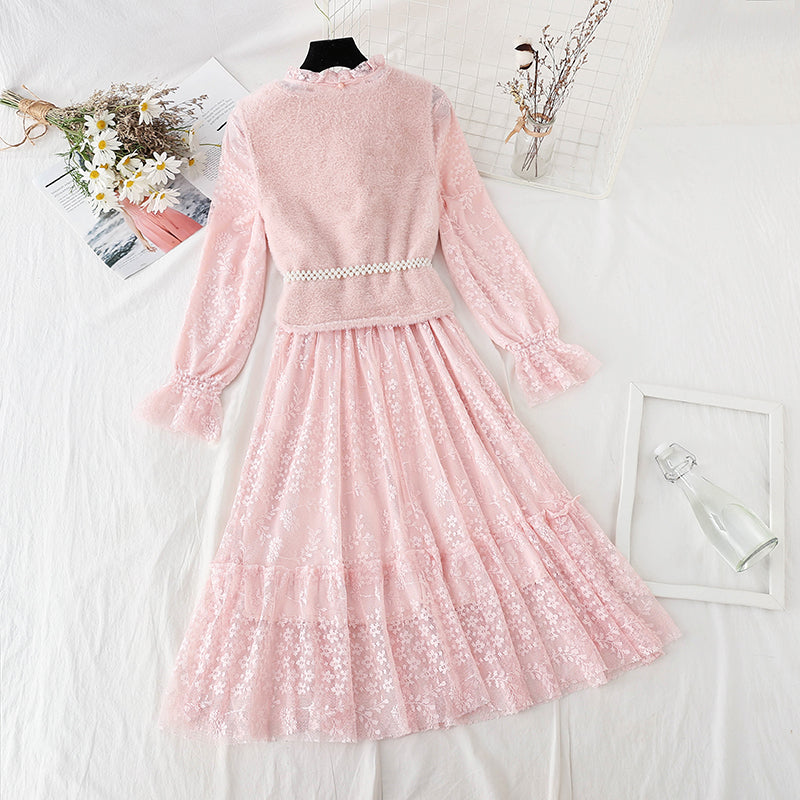 Lace dress light mature temperament skirt children  4067