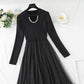 Patchwork backing dress French light mature dress  4430