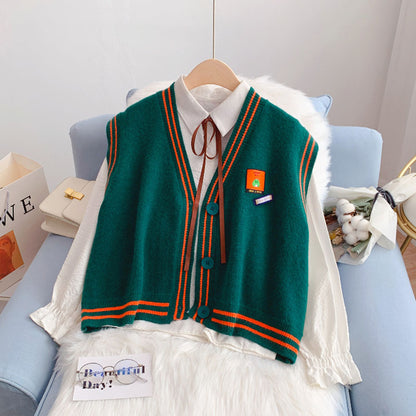 Strickweste im College-Stil, Damen-Cardigan 5171