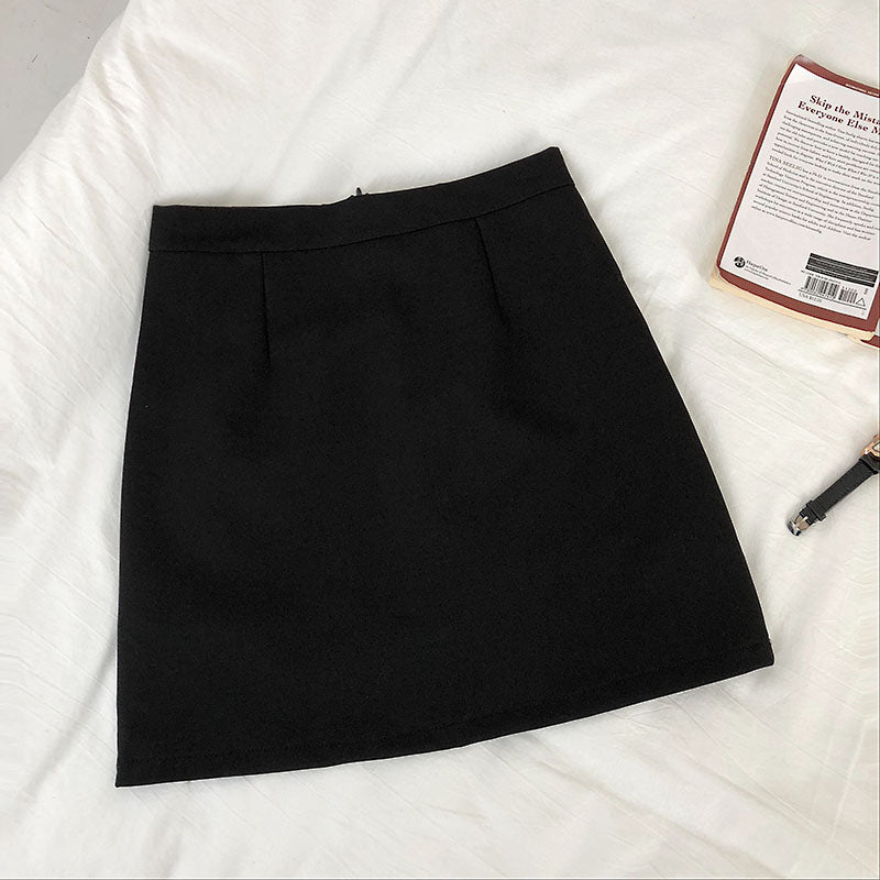 Solid color high waisted suit A-line skirt anti tarnish  5321