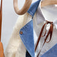 Denim stitched fake two sweater coat knitted cardigan  5038