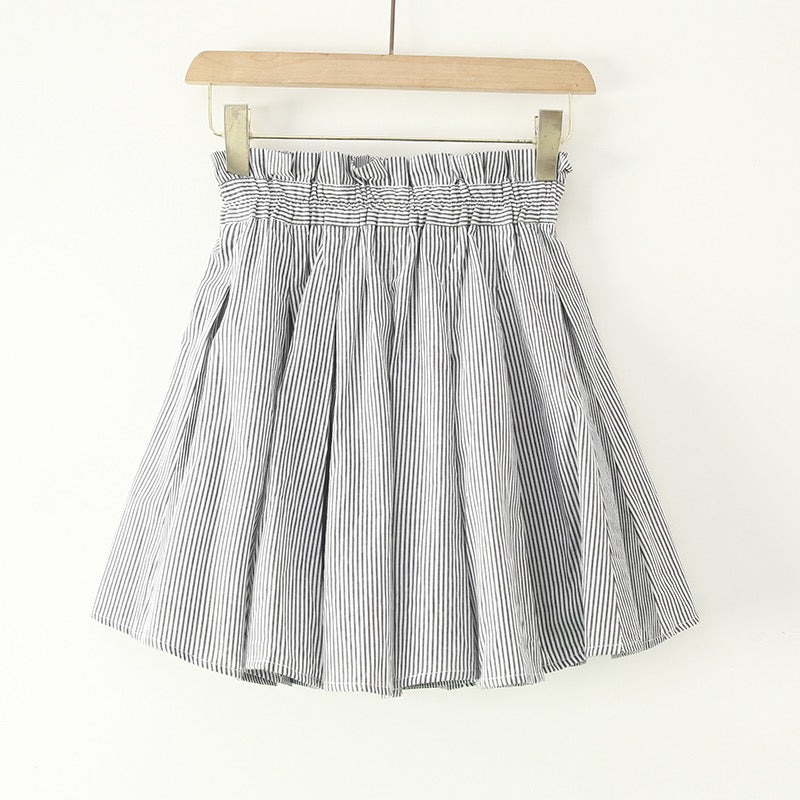 Exportiert nach Japan Single, neuer Stil, Rock mit hoher Taille, Faltenrock, Frühling und Sommer, Rock in A-Linie aus Baumwolle, JK-Regenschirmrock, adretter Rock 3609 