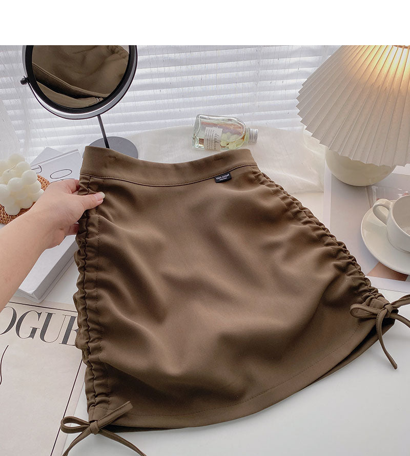 High waist drawcord strap design Hip Wrap Skirt  5280