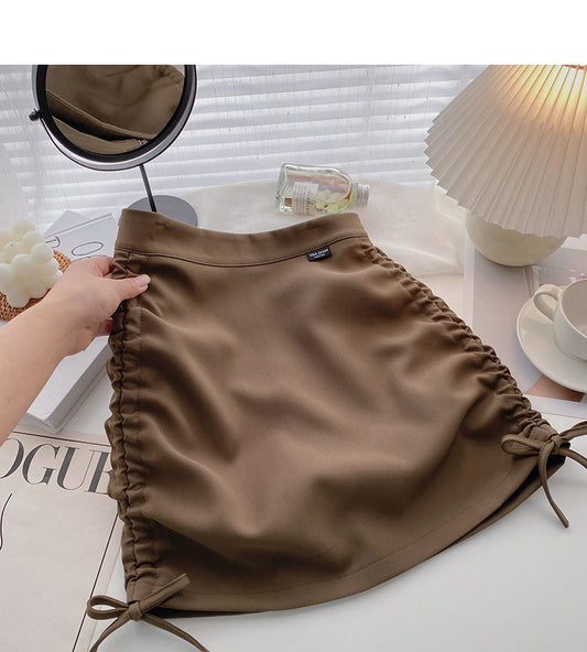 High waist drawcord strap design Hip Wrap Skirt  5280