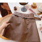 Fashion irregular button high waist thin wrap hip leather skirt  5509