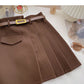 Pleated skirt, irregular, slim, fashionable A-line skirt with belt  5360
