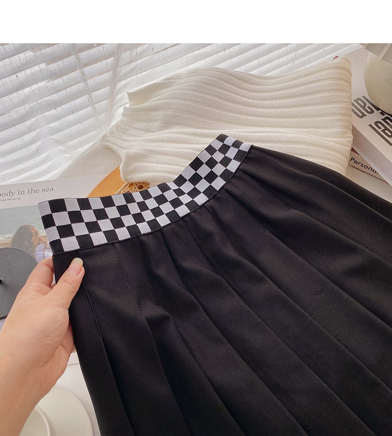Korean Vintage Plaid High Waist dünner Rock in A-Linie 5450