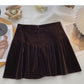 Golden velvet retro diamond studded bow high waist A-line umbrella skirt  5612