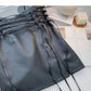 Hoher Taillen-Bandage-Wrap-Hüfte-dünner PU-Lederrock 5411 des öffentlichen Designs