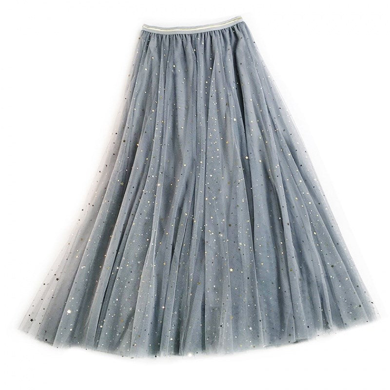 INS Feenrock,Bling Starsmittlerer und langer Mesh-Gazerock 3719