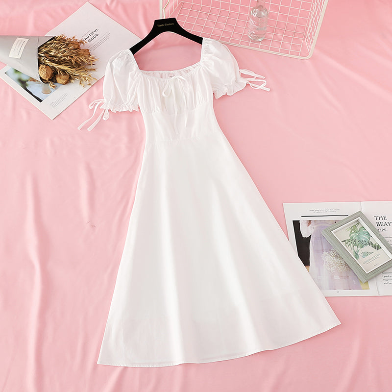 Light mature dress with slim waist  4184