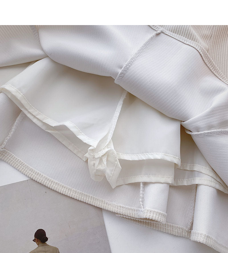 Foreign style leisure solid color high waist A-line umbrella skirt short skirt  5575