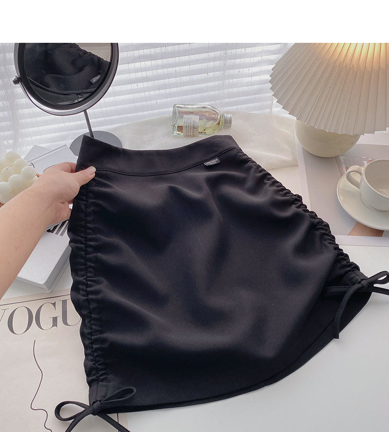 High waist drawcord strap design Hip Wrap Skirt  5280