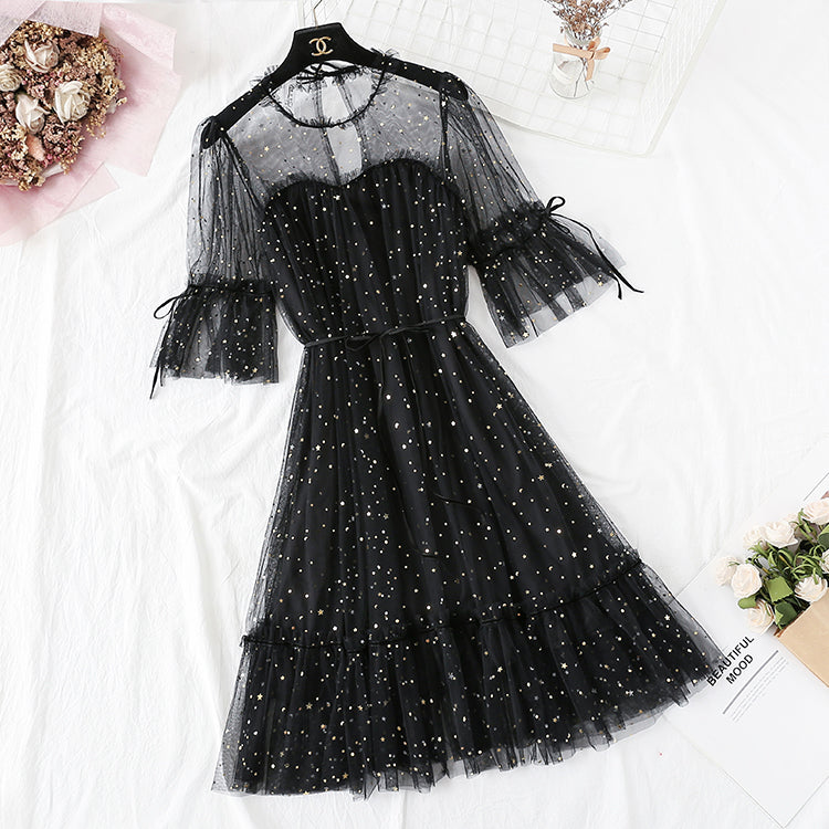 Minority Platycodon skirt fairy star gauze dress  4331